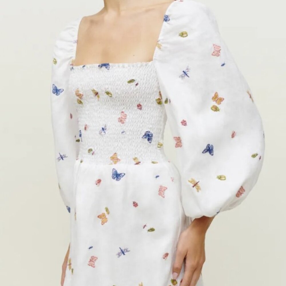 Reformation Greyson Linen Dress Sz 2 Ladybugs